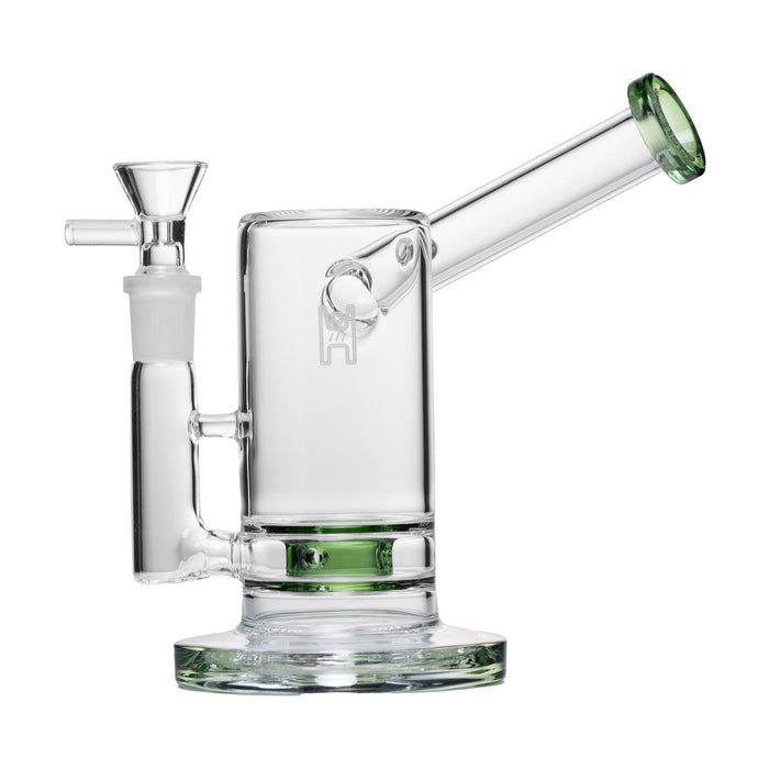 Human Grade 6" Sidecar Bubbler, Clear with Green Accent