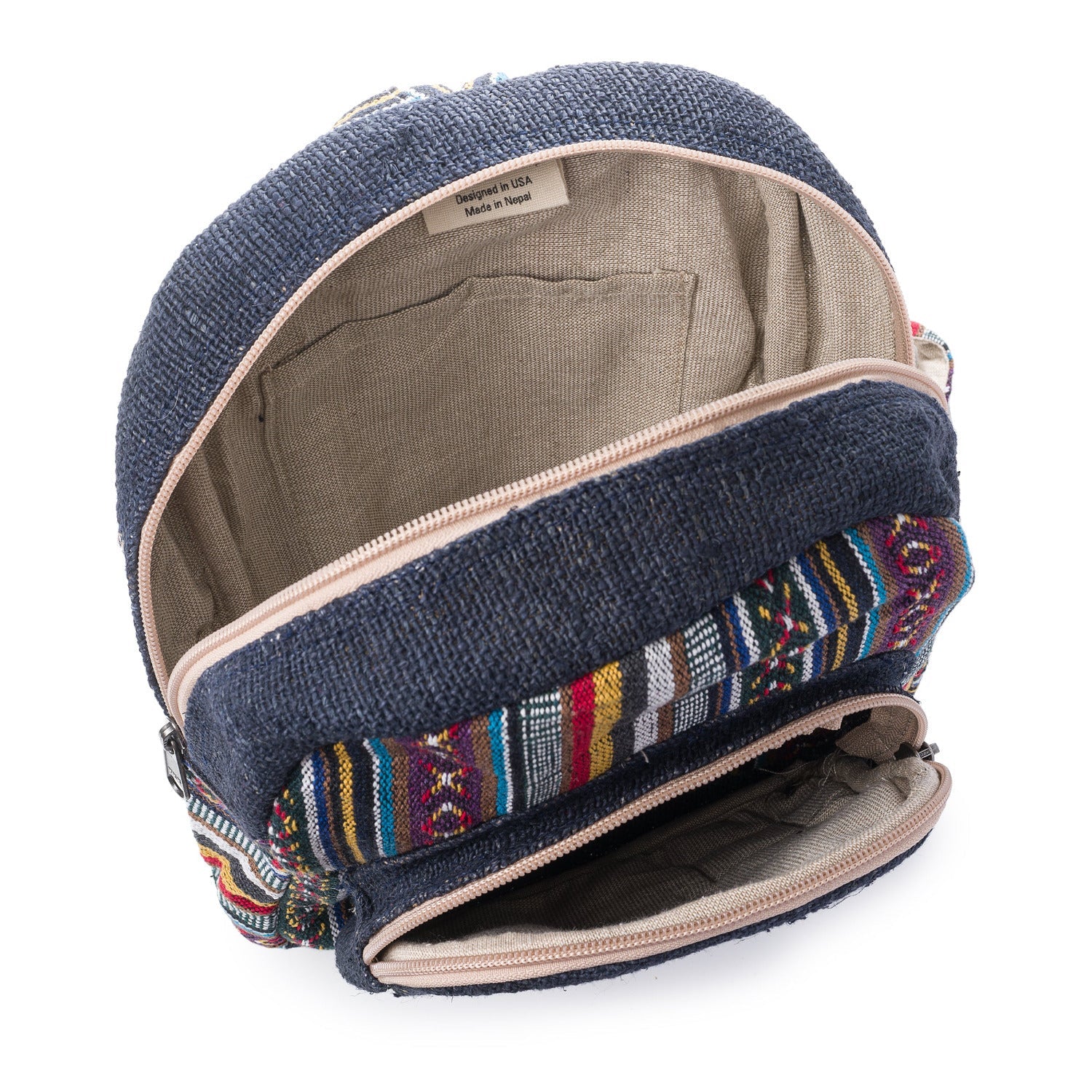 hempmini backpack blue boho