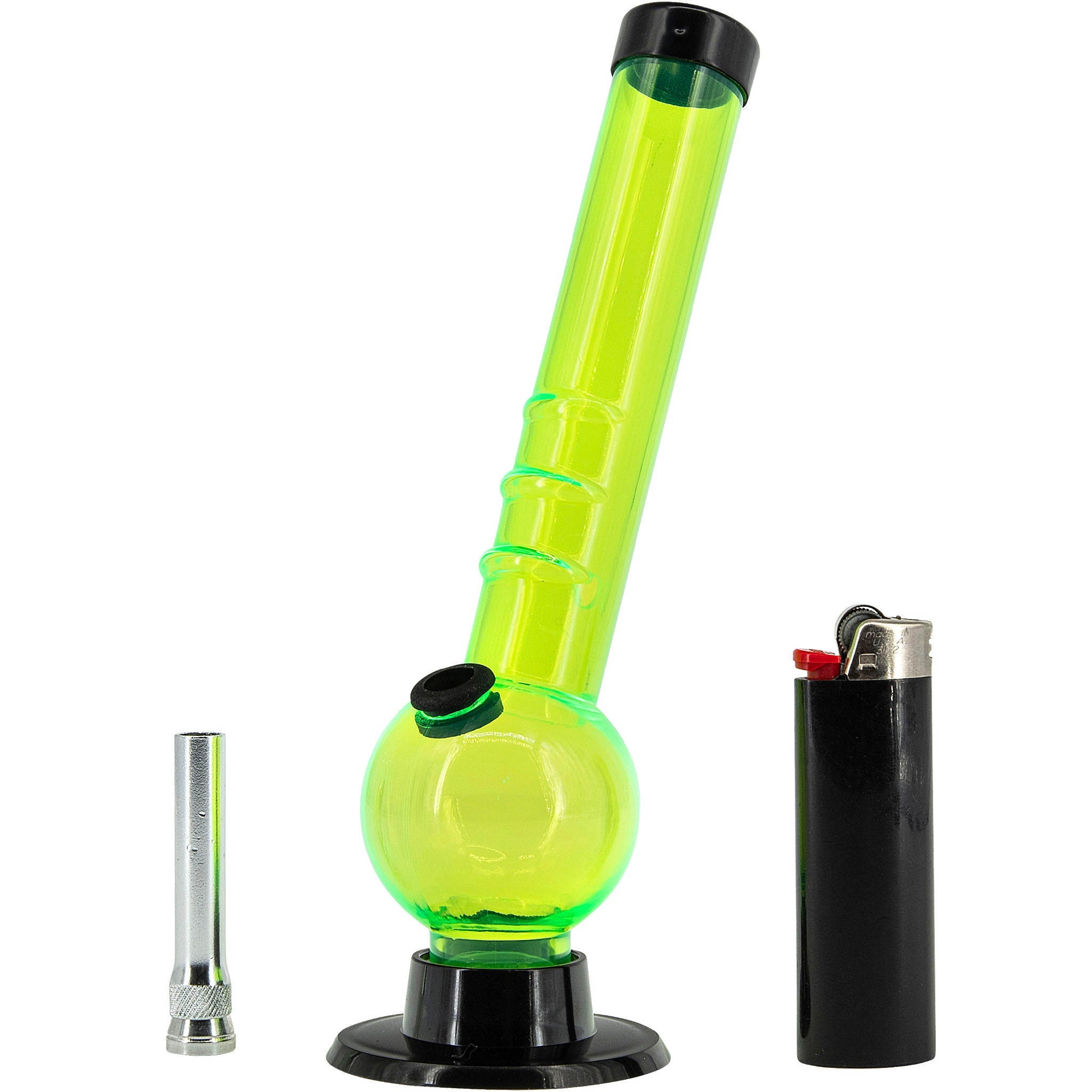 JM Enterprises 8" Acrylic Angled Neck Bubble Bong - Multiple Colors - Discreet Smoker