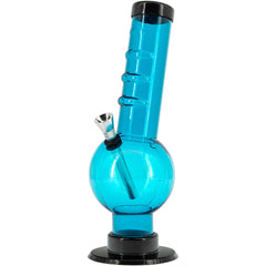 JM Enterprises 9-12" Acrylic Angled Neck Straight Tube Bubble Bong - Multiple Colors - Discreet Smoker