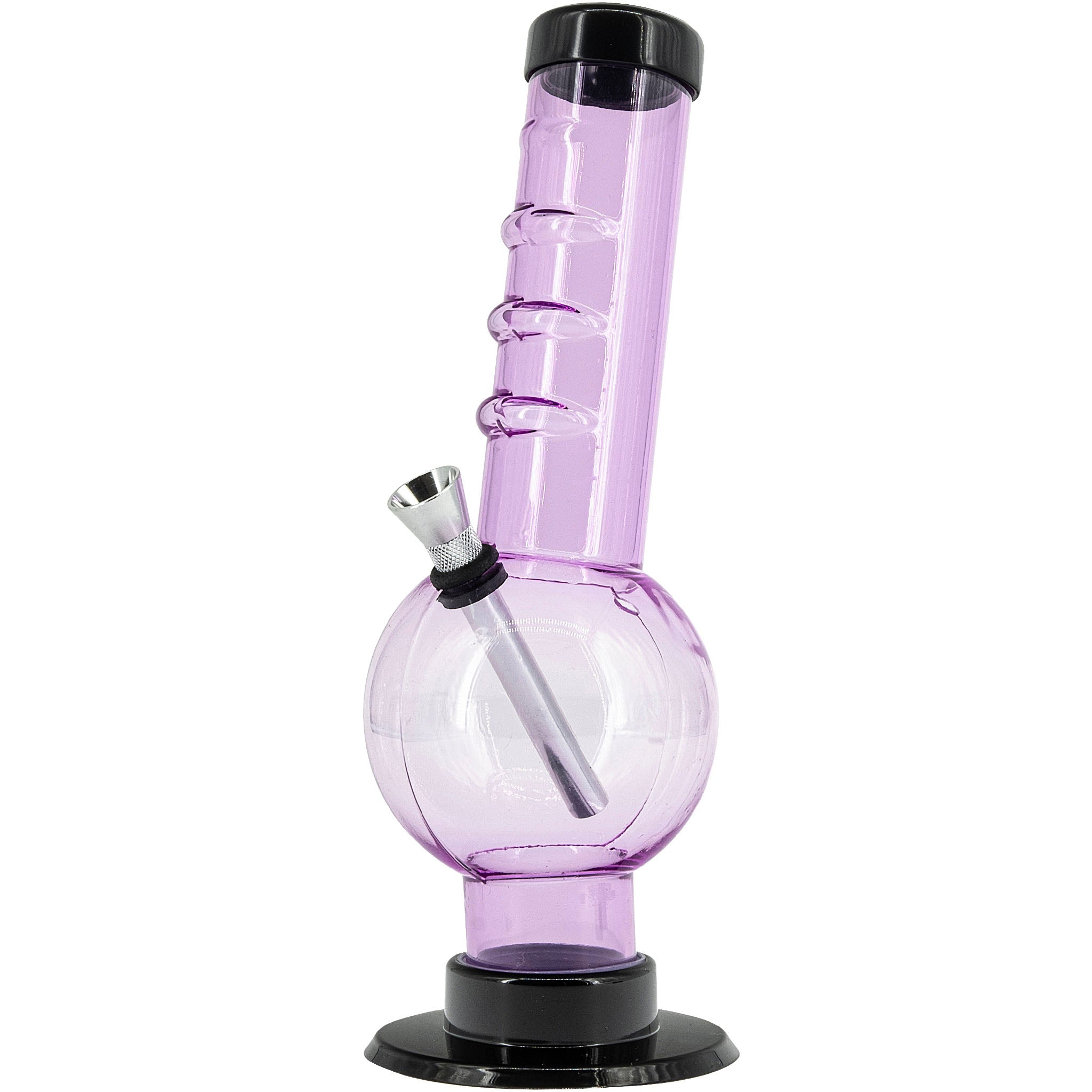 JM Enterprises 9-12" Acrylic Angled Neck Straight Tube Bubble Bong - Multiple Colors - Discreet Smoker