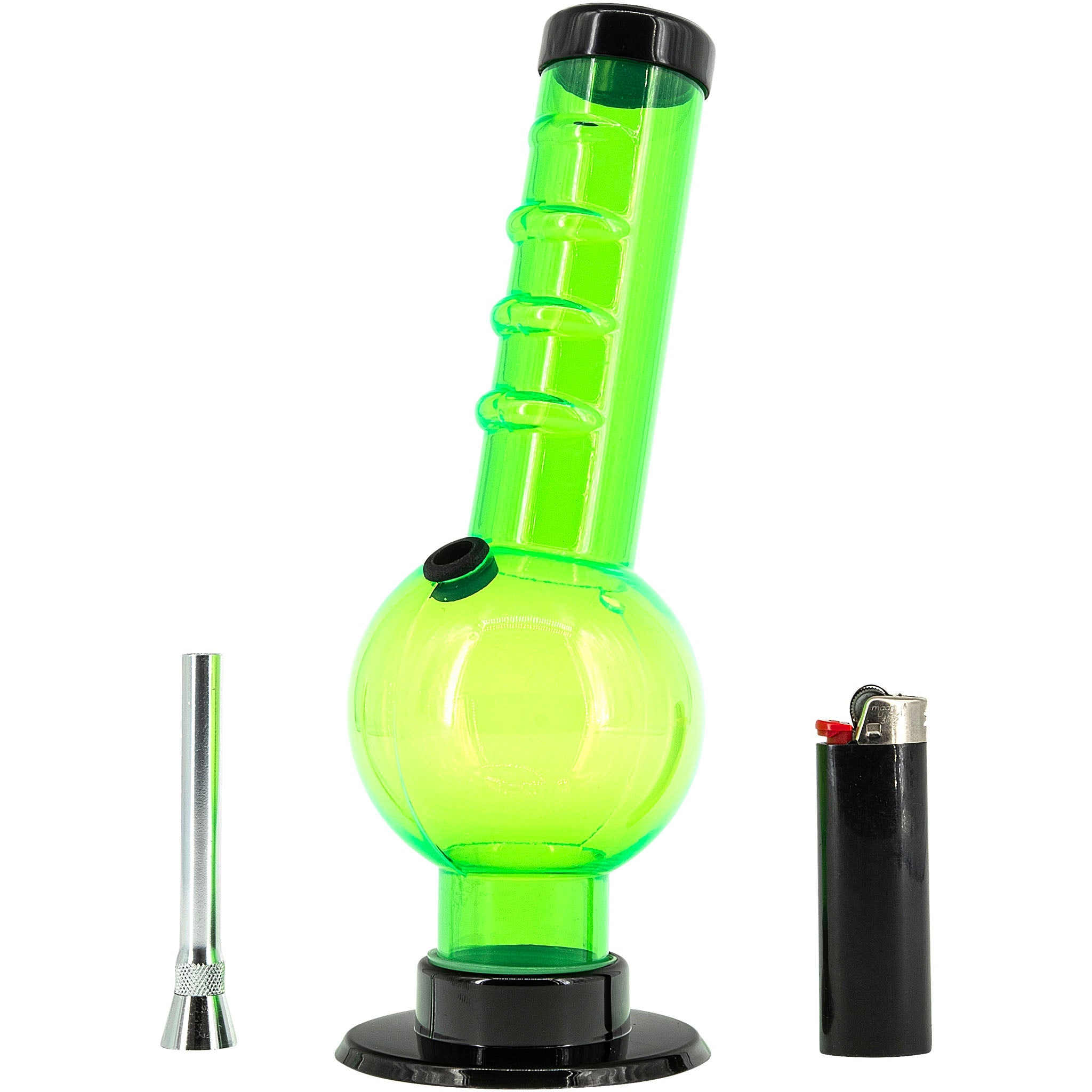 JM Enterprises 9-12" Acrylic Angled Neck Straight Tube Bubble Bong - Multiple Colors - Discreet Smoker
