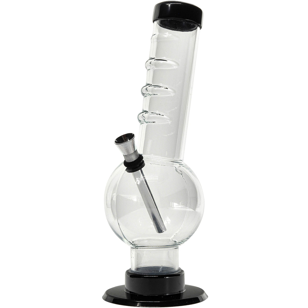 JM Enterprises 9-12" Acrylic Angled Neck Straight Tube Bubble Bong - Multiple Colors - Discreet Smoker