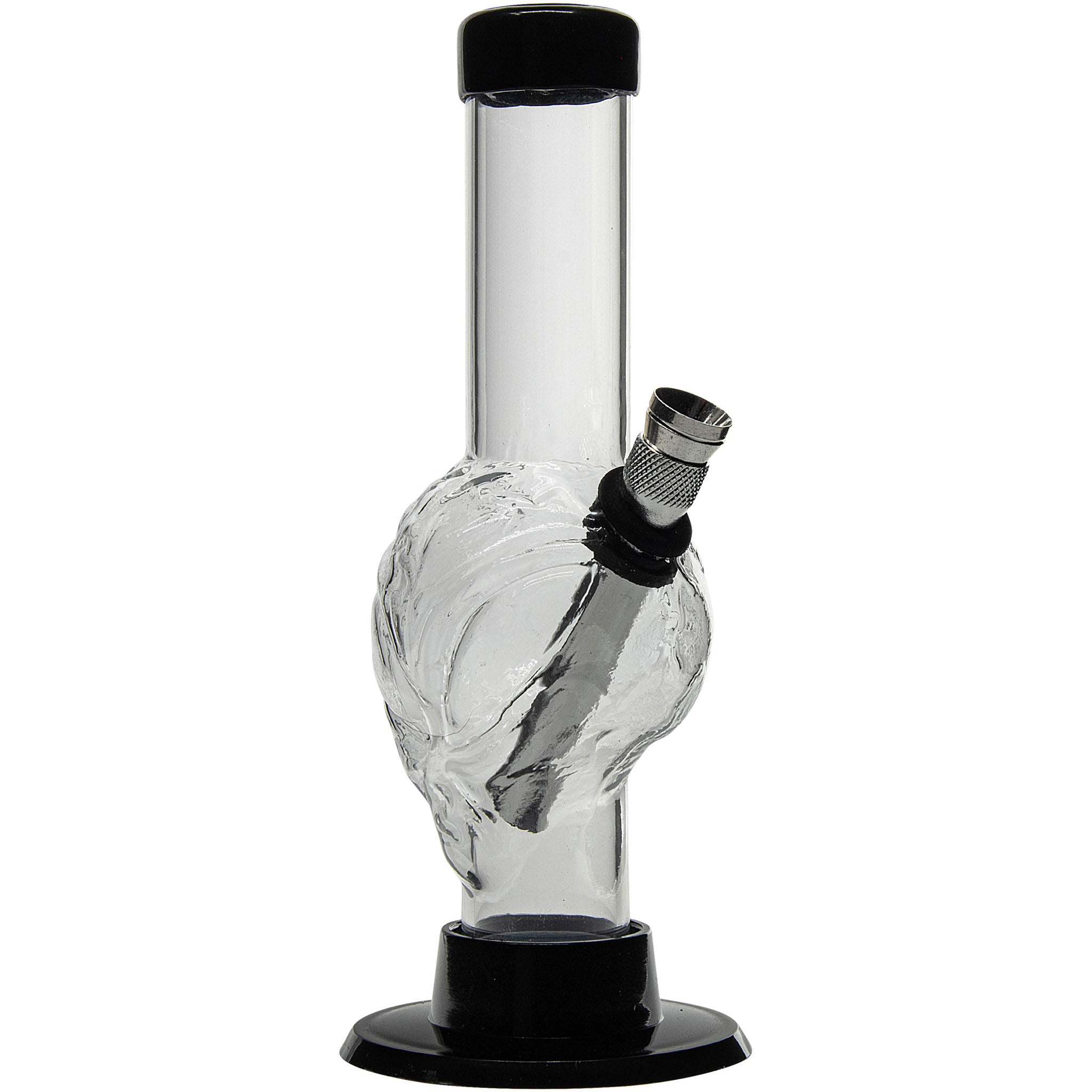 JM Enterprises Mini Skull Acrylic Bong - 6" Tall - Multiple Colors - Discreet Smoker