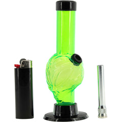 JM Enterprises Mini Skull Acrylic Bong - 6" Tall - Multiple Colors - Discreet Smoker