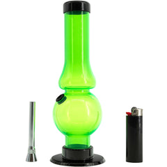 JM Enterprises 6-9" Acrylic Straight Tube Bubble Flare Bong - Multiple Colors - Discreet Smoker