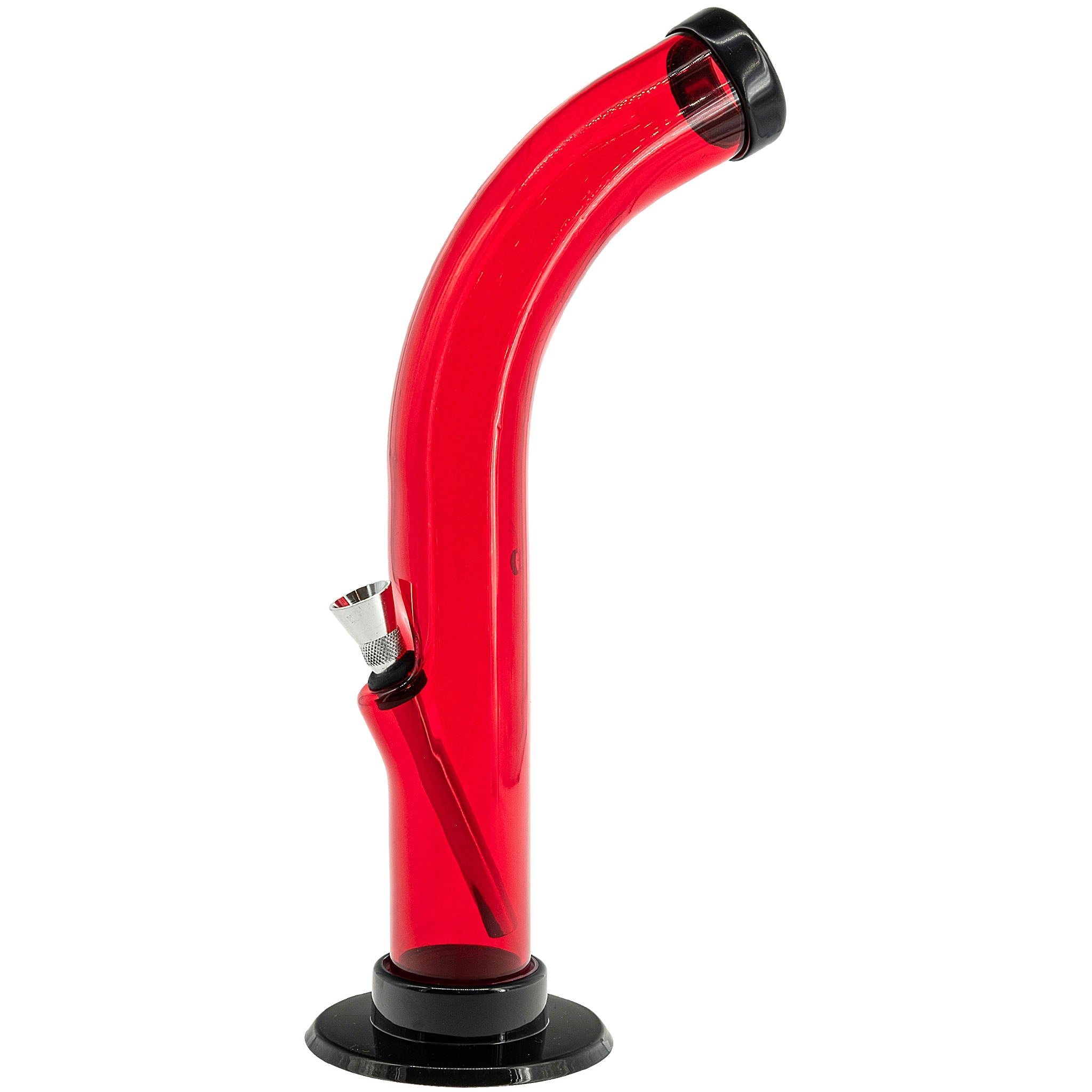 JM Enterprises 10'' Acrylic Curved Tube Bong - Multiple Colors - Discreet Smoker