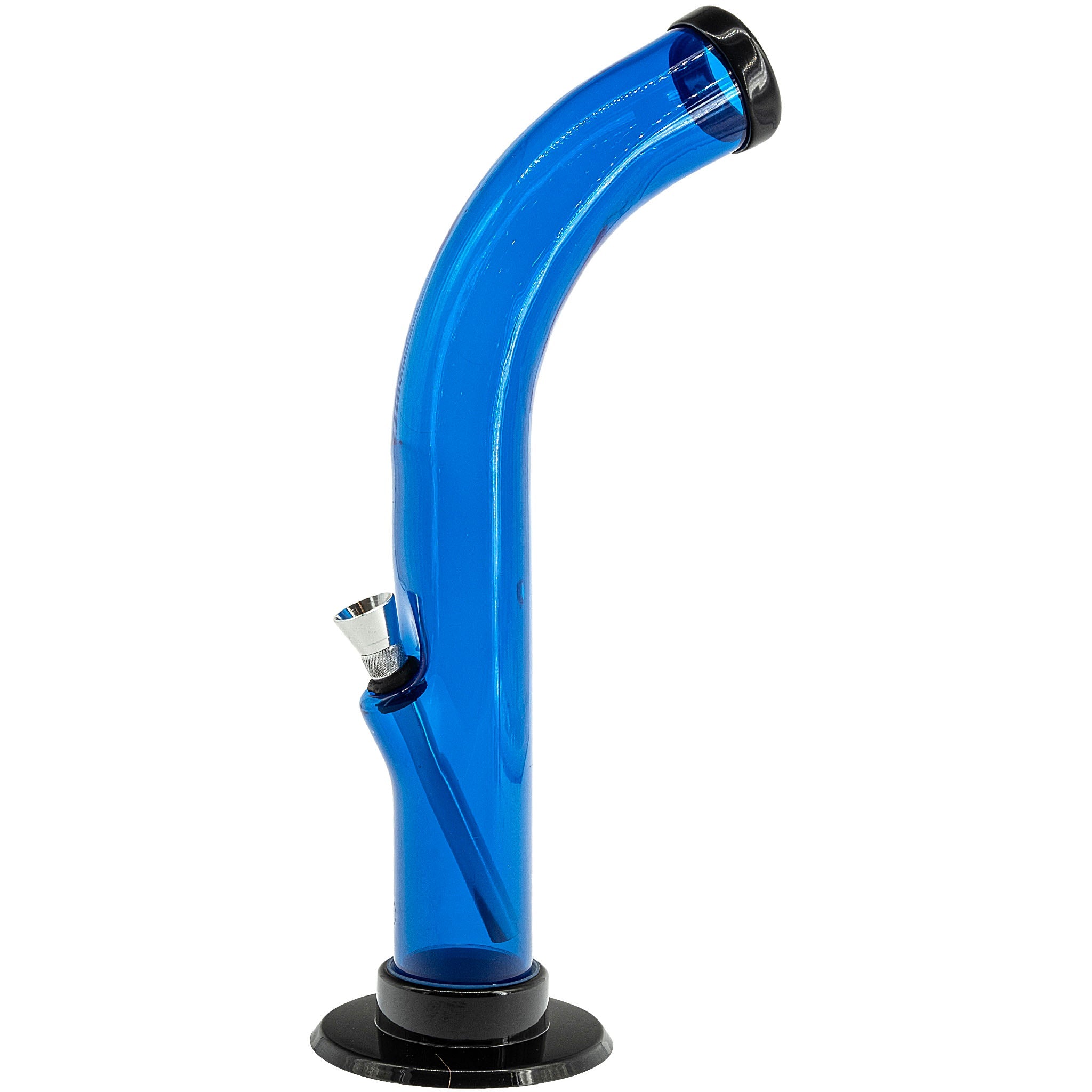 JM Enterprises 10'' Acrylic Curved Tube Bong - Multiple Colors - Discreet Smoker