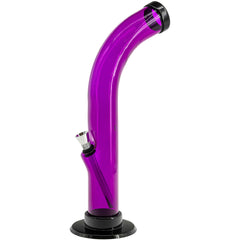 JM Enterprises 10'' Acrylic Curved Tube Bong - Multiple Colors - Discreet Smoker