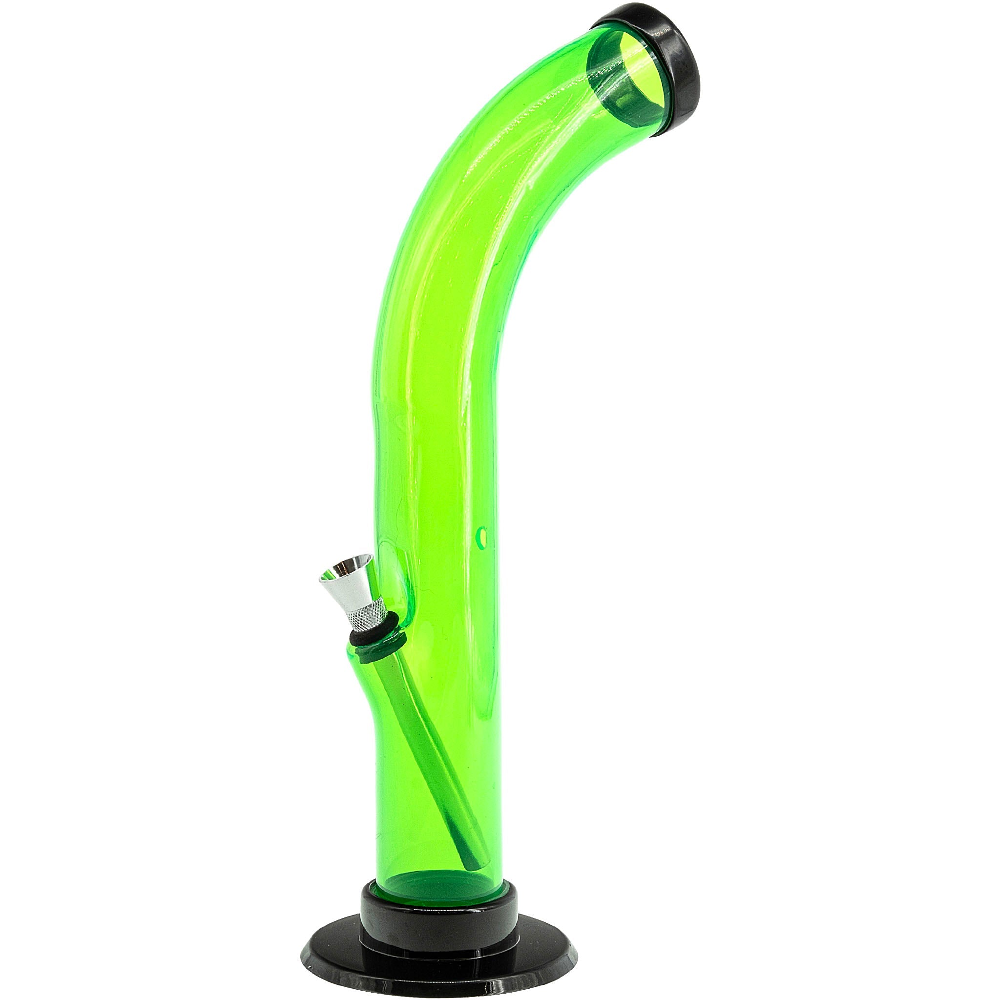 JM Enterprises 10'' Acrylic Curved Tube Bong - Multiple Colors - Discreet Smoker