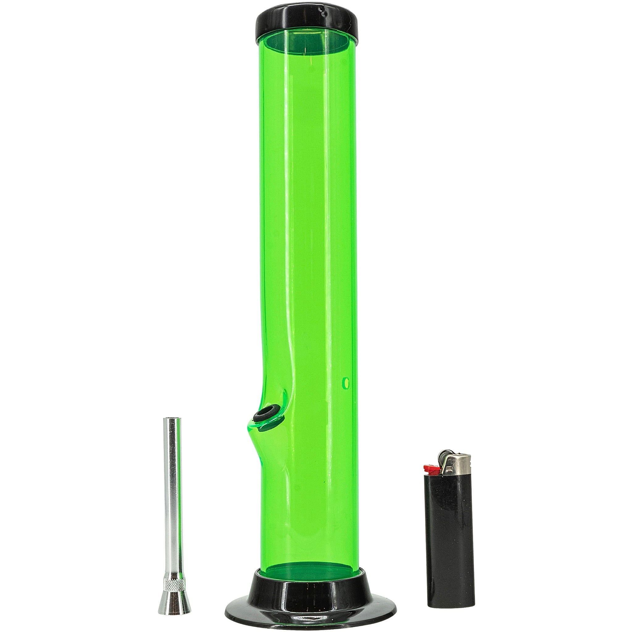JM Enterprises 6-9-12-15" Acrylic Straight Tube Basic Bong - Multiple Colors - Discreet Smoker