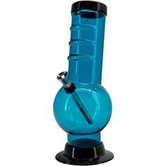 JM Enterprises 9-12" Acrylic Bent Neck Bubble Base Bong - Multiple Colors - Discreet Smoker