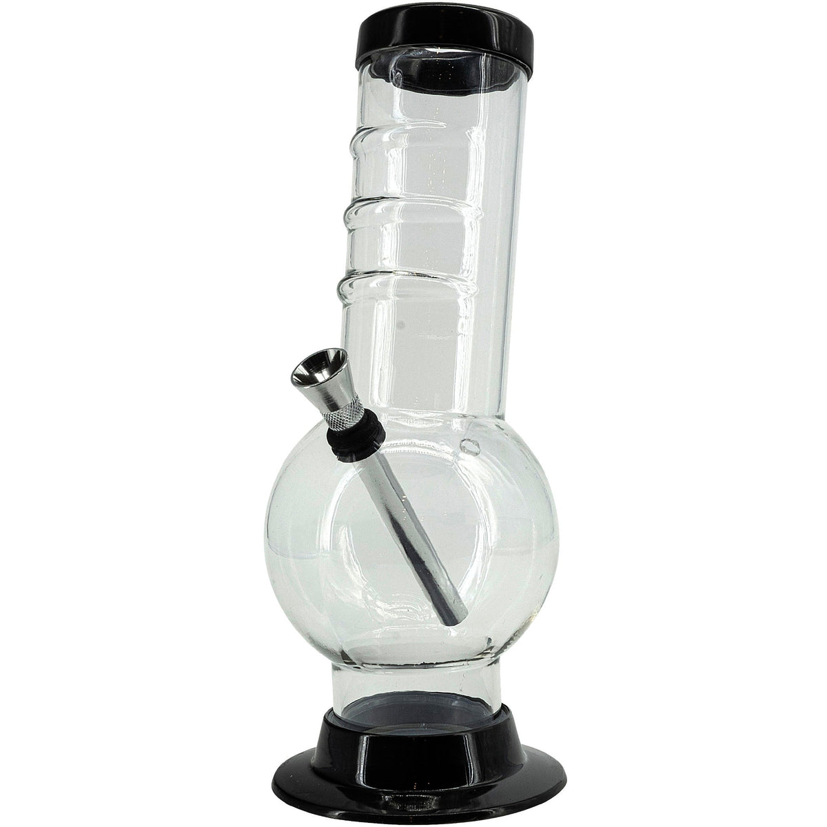JM Enterprises 9-12" Acrylic Bent Neck Bubble Base Bong - Multiple Colors - Discreet Smoker