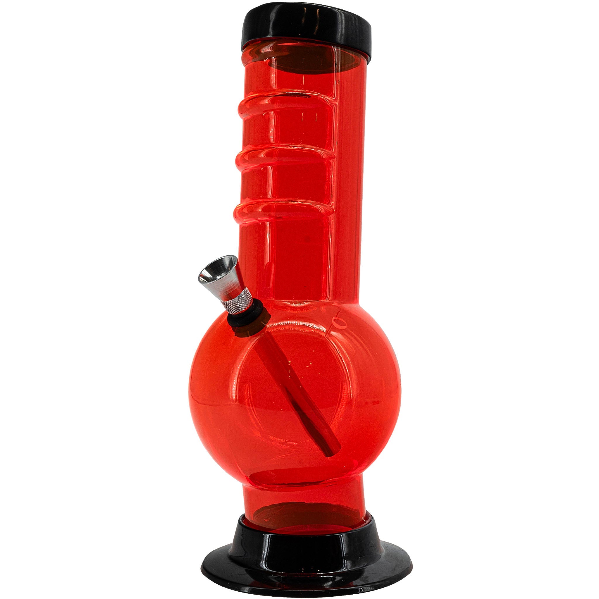 JM Enterprises 9-12" Acrylic Bent Neck Bubble Base Bong - Multiple Colors - Discreet Smoker