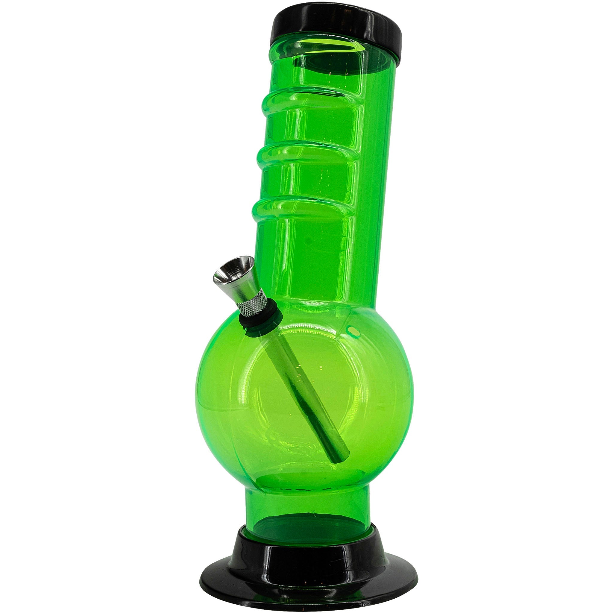 JM Enterprises 9-12" Acrylic Bent Neck Bubble Base Bong - Multiple Colors - Discreet Smoker