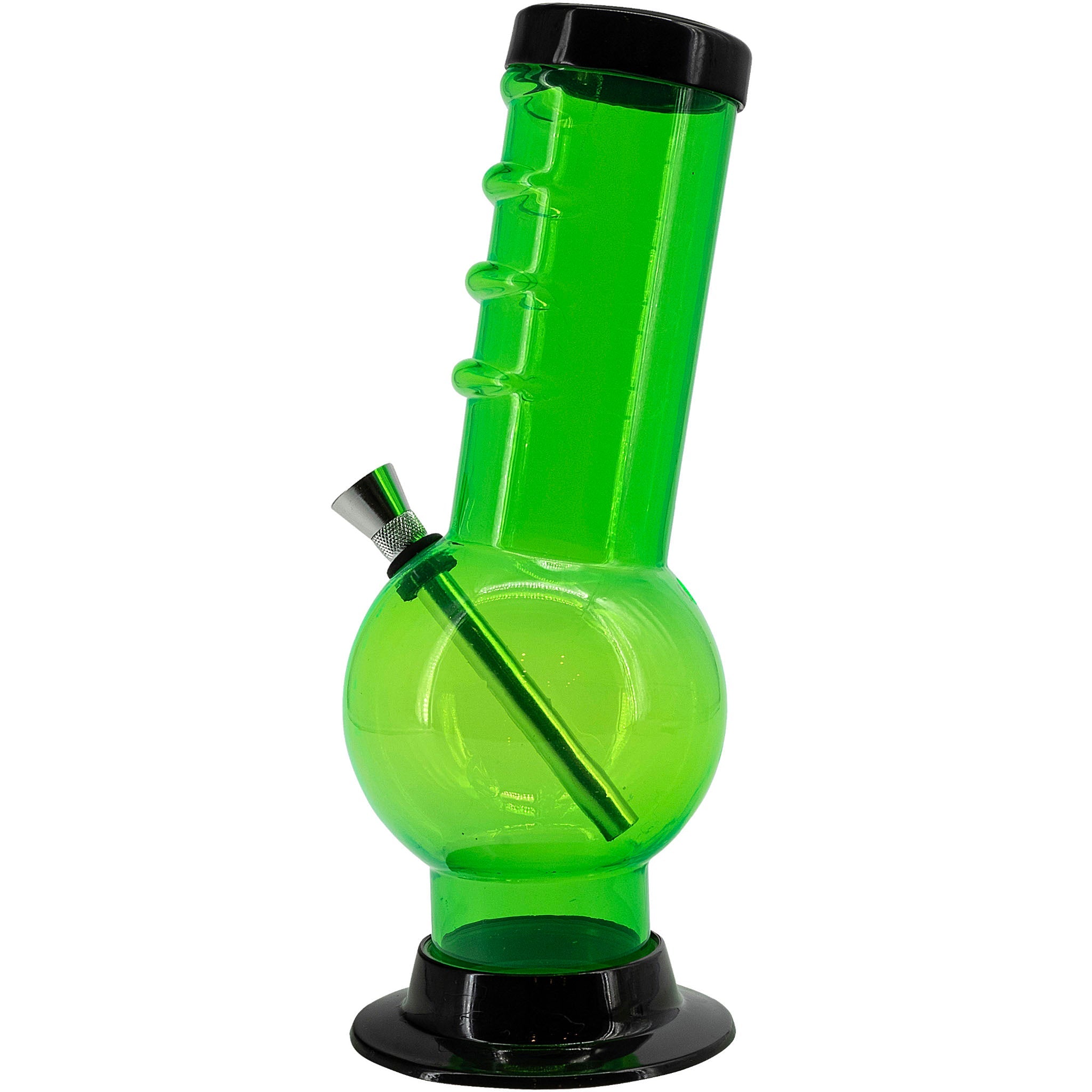 JM Enterprises 9-12" Acrylic Bent Neck Bubble Base Bong - Multiple Colors - Discreet Smoker