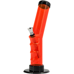 JM Enterprises 9-12" Acrylic Angled Straight Tube Bong - Multiple Colors - Discreet Smoker
