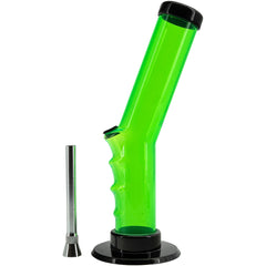 JM Enterprises 9-12" Acrylic Angled Straight Tube Bong - Multiple Colors - Discreet Smoker