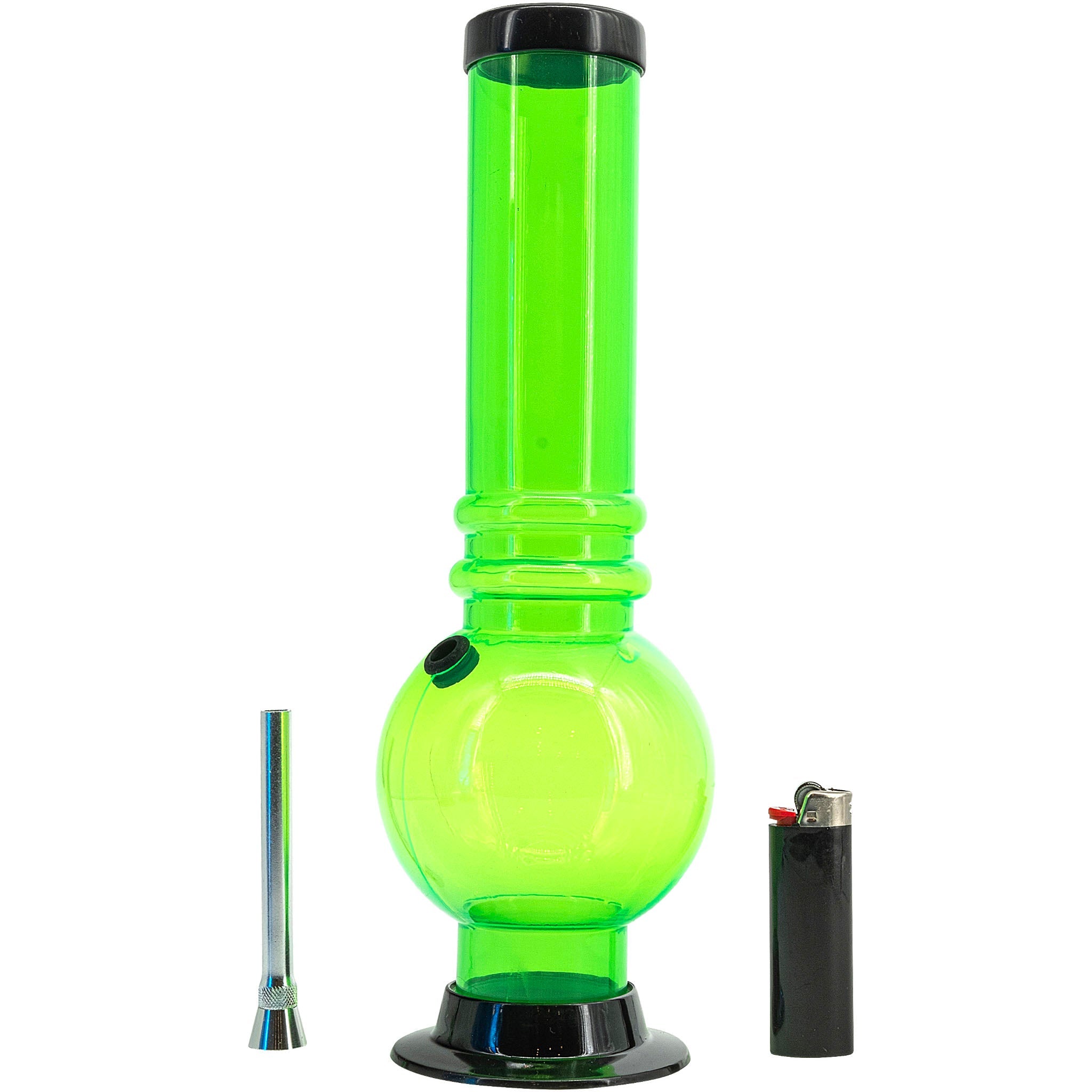 JM Enterprises 12-15" Acrylic Bubble Base Bong - Multiple Colors - Discreet Smoker