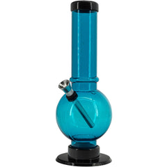 JM Enterprises 9-12" Acrylic Straight Tube Bubble Bottom Bong - Multiple Colors - Discreet Smoker