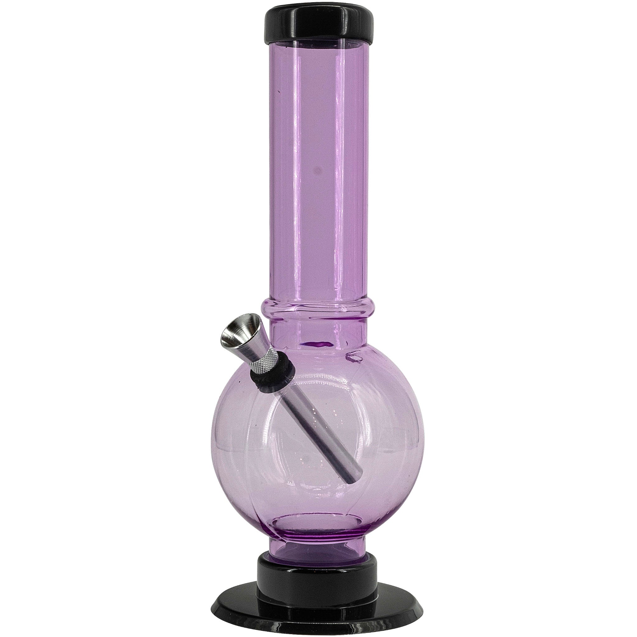 JM Enterprises 9-12" Acrylic Straight Tube Bubble Bottom Bong - Multiple Colors - Discreet Smoker