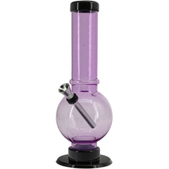 JM Enterprises 9-12" Acrylic Straight Tube Bubble Bottom Bong - Multiple Colors - Discreet Smoker