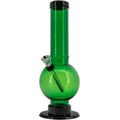 JM Enterprises 9-12" Acrylic Straight Tube Bubble Bottom Bong - Multiple Colors - Discreet Smoker