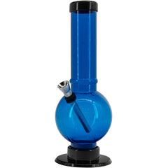 JM Enterprises 9-12" Acrylic Straight Tube Bubble Bottom Bong - Multiple Colors - Discreet Smoker