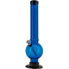 JM Enterprises 9-12" Acrylic Straight Tube Bubble Bottom Bong - Multiple Colors - Discreet Smoker
