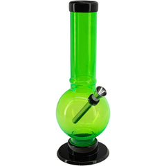 JM Enterprises 9-12" Acrylic Straight Tube Bubble Bottom Bong - Multiple Colors - Discreet Smoker