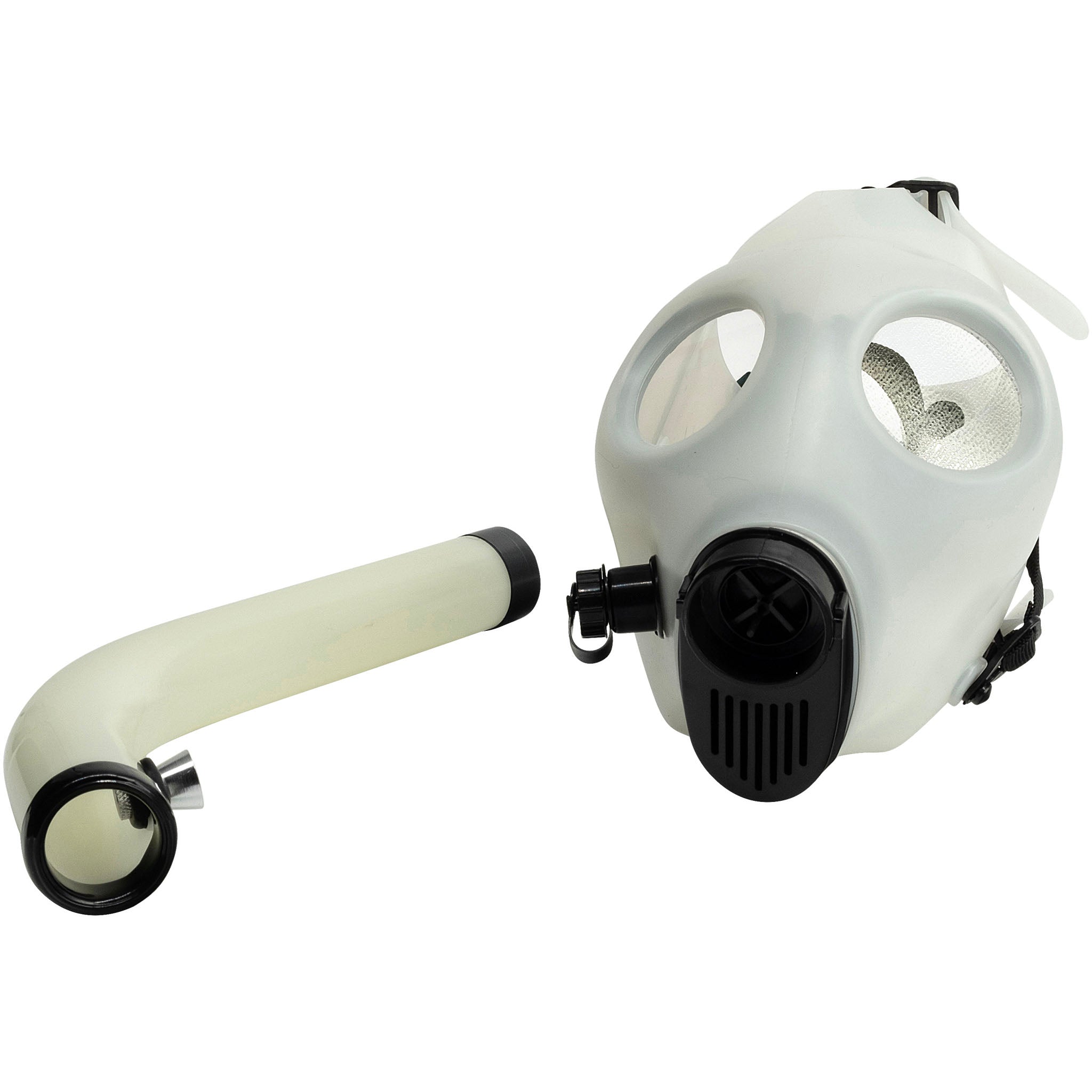 JM Enterprises Acrylic Glow In The Dark Curved Steamroller Tube Gas Mask - Discreet Smoker