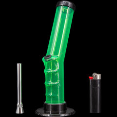JM Enterprises 9-12" Acrylic Angled Straight Tube Bong - Multiple Colors - Discreet Smoker