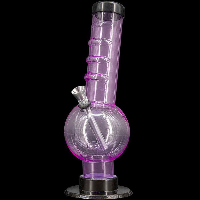 JM Enterprises 9-12" Acrylic Angled Neck Straight Tube Bubble Bong - Multiple Colors, Pink
