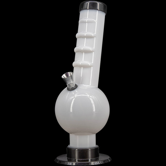 JM Enterprises 9-12" Acrylic Angled Neck Straight Tube Bubble Bong - Multiple Colors, White