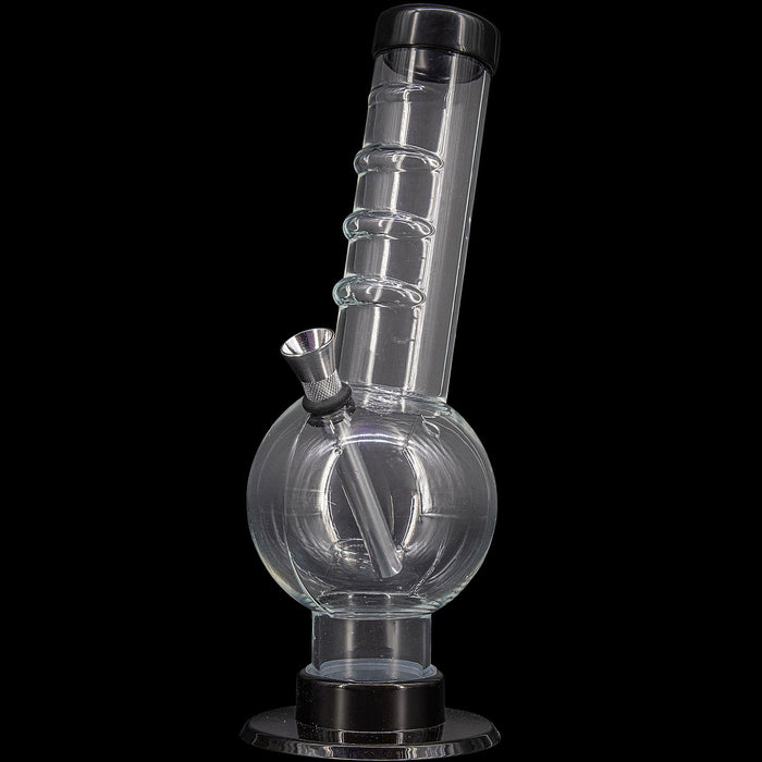 JM Enterprises 9-12" Acrylic Angled Neck Straight Tube Bubble Bong - Multiple Colors, Grey