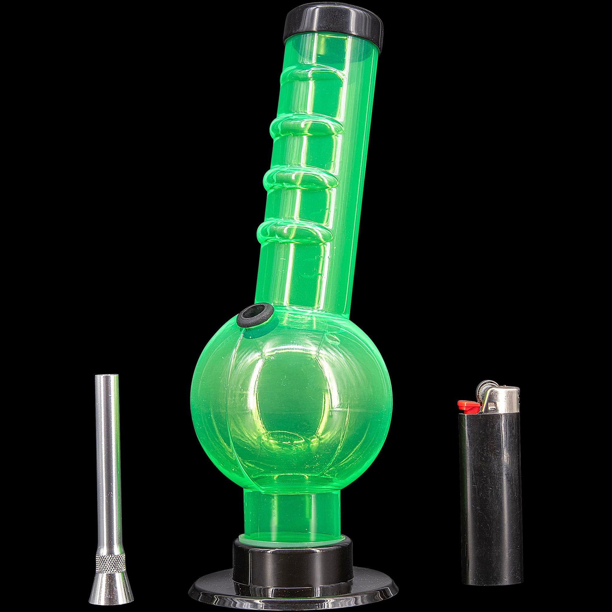 JM Enterprises 9-12" Acrylic Angled Neck Straight Tube Bubble Bong - Multiple Colors - Discreet Smoker