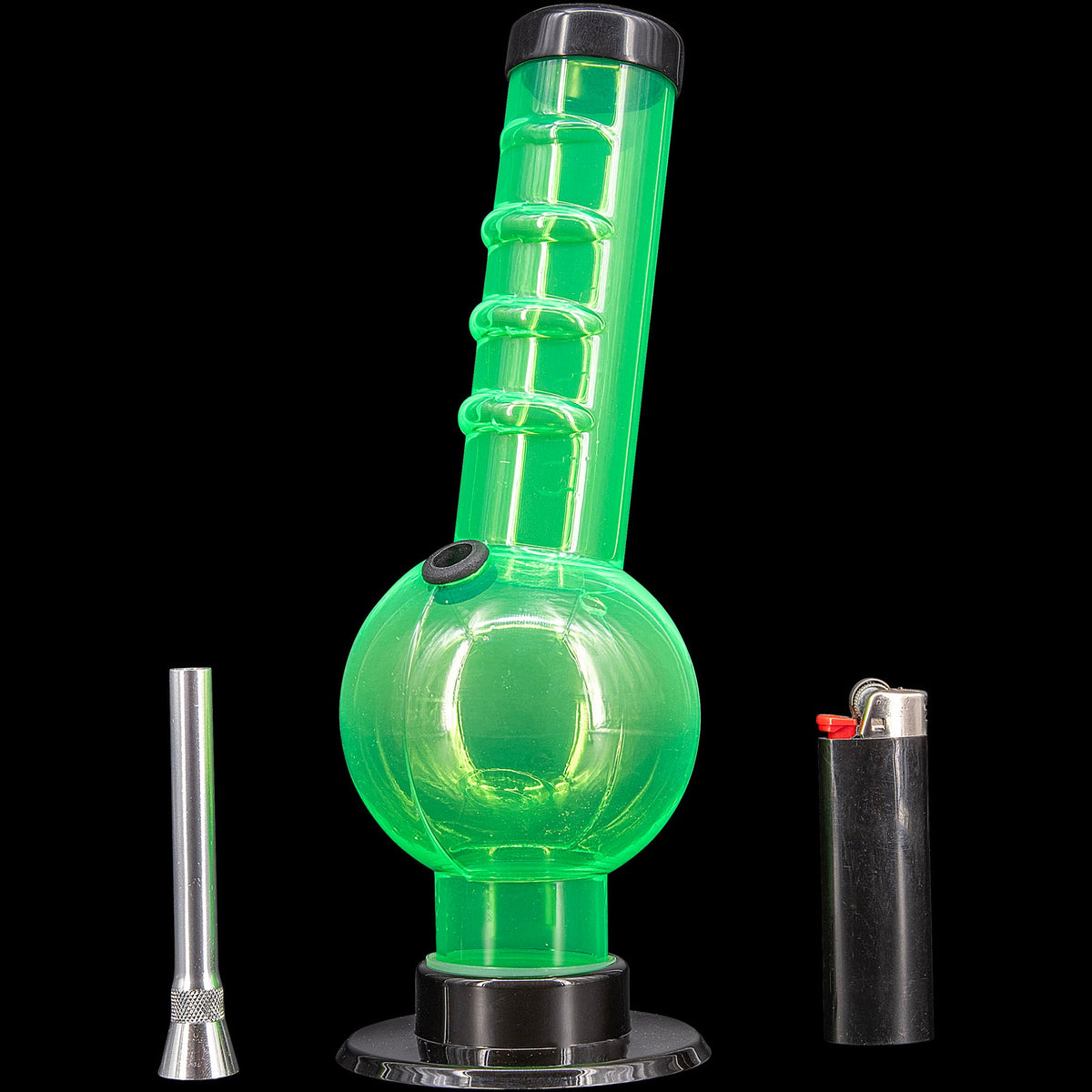 JM Enterprises 9-12" Acrylic Angled Neck Straight Tube Bubble Bong - Multiple Colors - Discreet Smoker