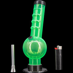 JM Enterprises 9-12" Acrylic Angled Neck Straight Tube Bubble Bong - Multiple Colors - Discreet Smoker