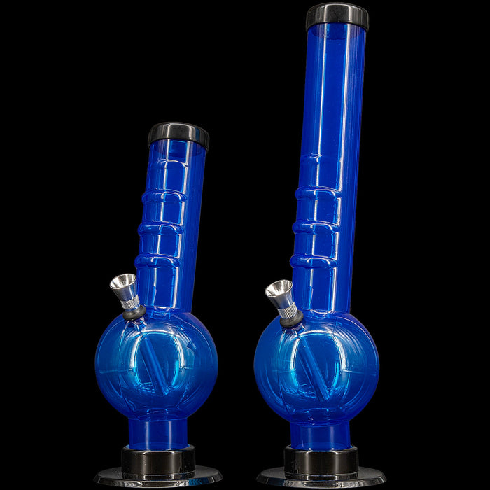 JM Enterprises 9-12" Acrylic Angled Neck Straight Tube Bubble Bong - Multiple Colors, Blue