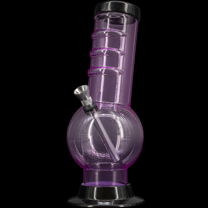 JM Enterprises 9-12" Acrylic Bent Neck Bubble Base Bong - Multiple Colors, Pink