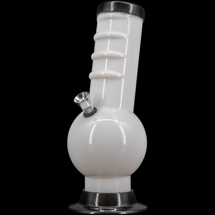 JM Enterprises 9-12" Acrylic Bent Neck Bubble Base Bong - Multiple Colors, White