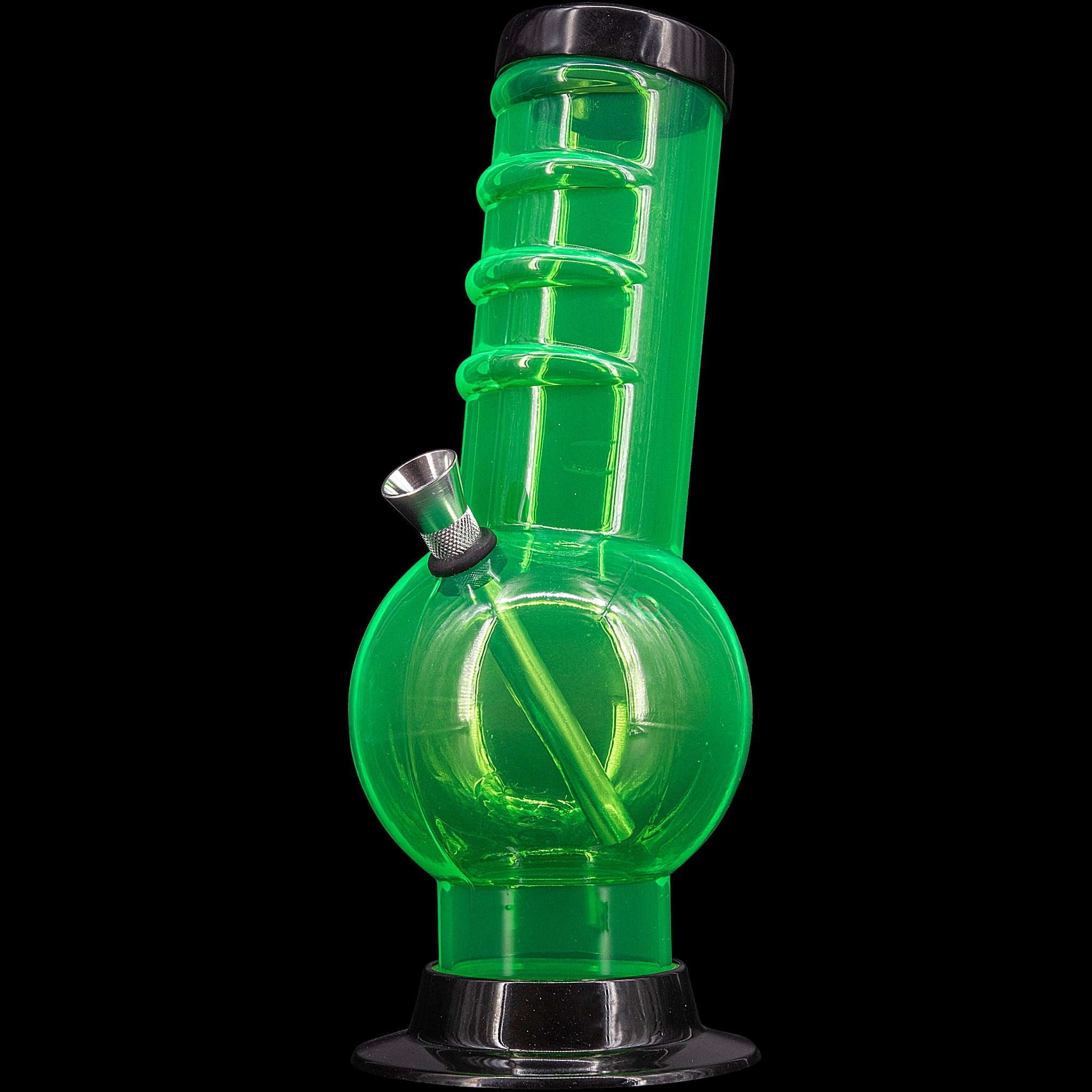 JM Enterprises 9-12" Acrylic Bent Neck Bubble Base Bong - Multiple Colors - Discreet Smoker