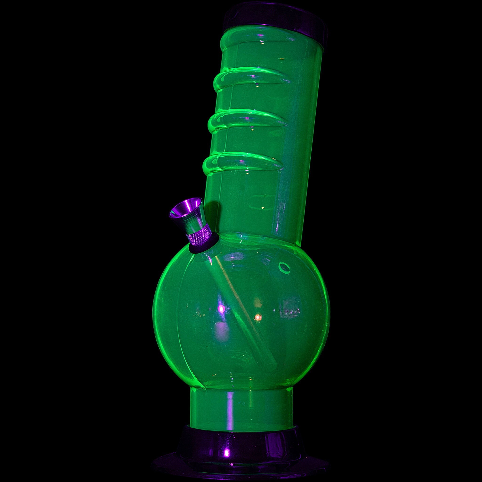JM Enterprises 9-12" Acrylic Bent Neck Bubble Base Bong - Multiple Colors - Discreet Smoker