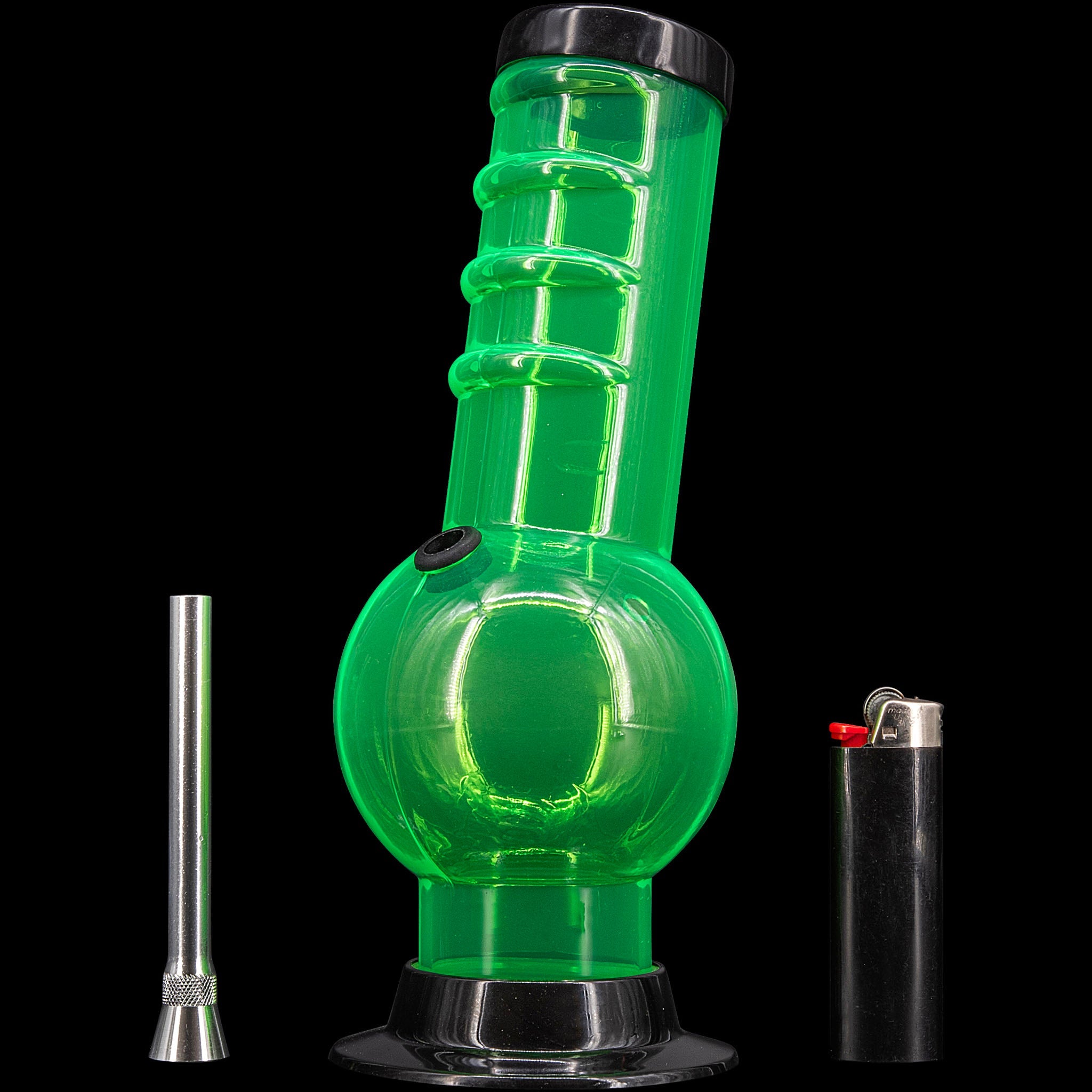 JM Enterprises 9-12" Acrylic Bent Neck Bubble Base Bong - Multiple Colors - Discreet Smoker