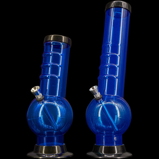 JM Enterprises 9-12" Acrylic Bent Neck Bubble Base Bong - Multiple Colors - Discreet Smoker