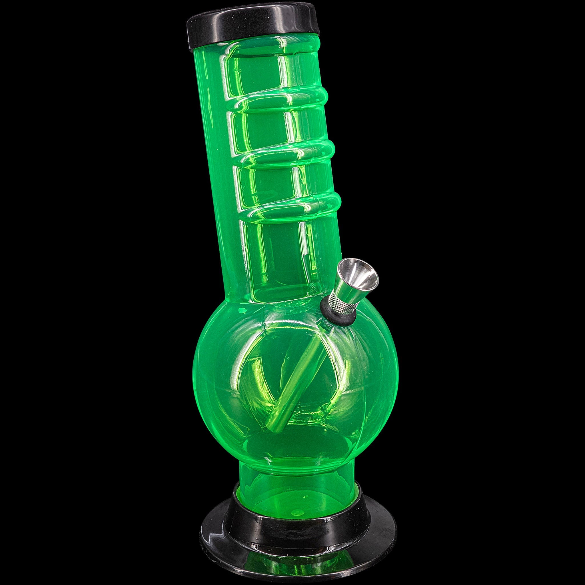 JM Enterprises 9-12" Acrylic Bent Neck Bubble Base Bong - Multiple Colors - Discreet Smoker