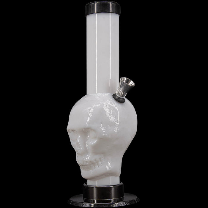 JM Enterprises 9-12" Acrylic Skull Bong - Multiple Colors, White