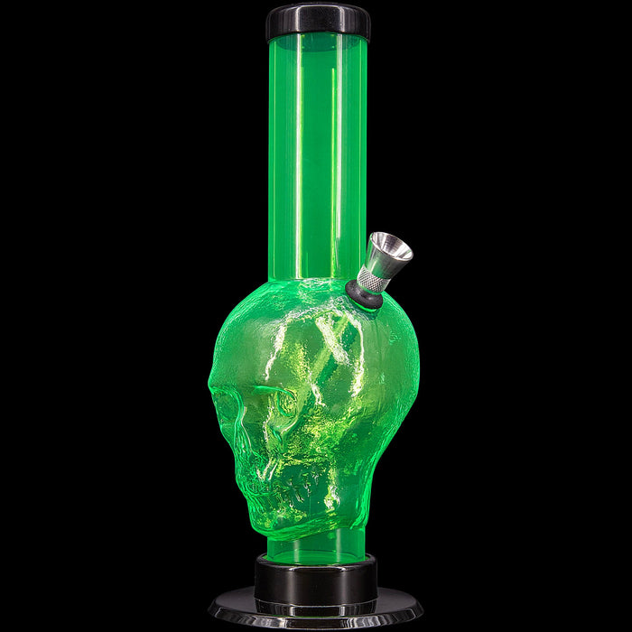 JM Enterprises 9-12" Acrylic Skull Bong - Multiple Colors, Illuminati Green