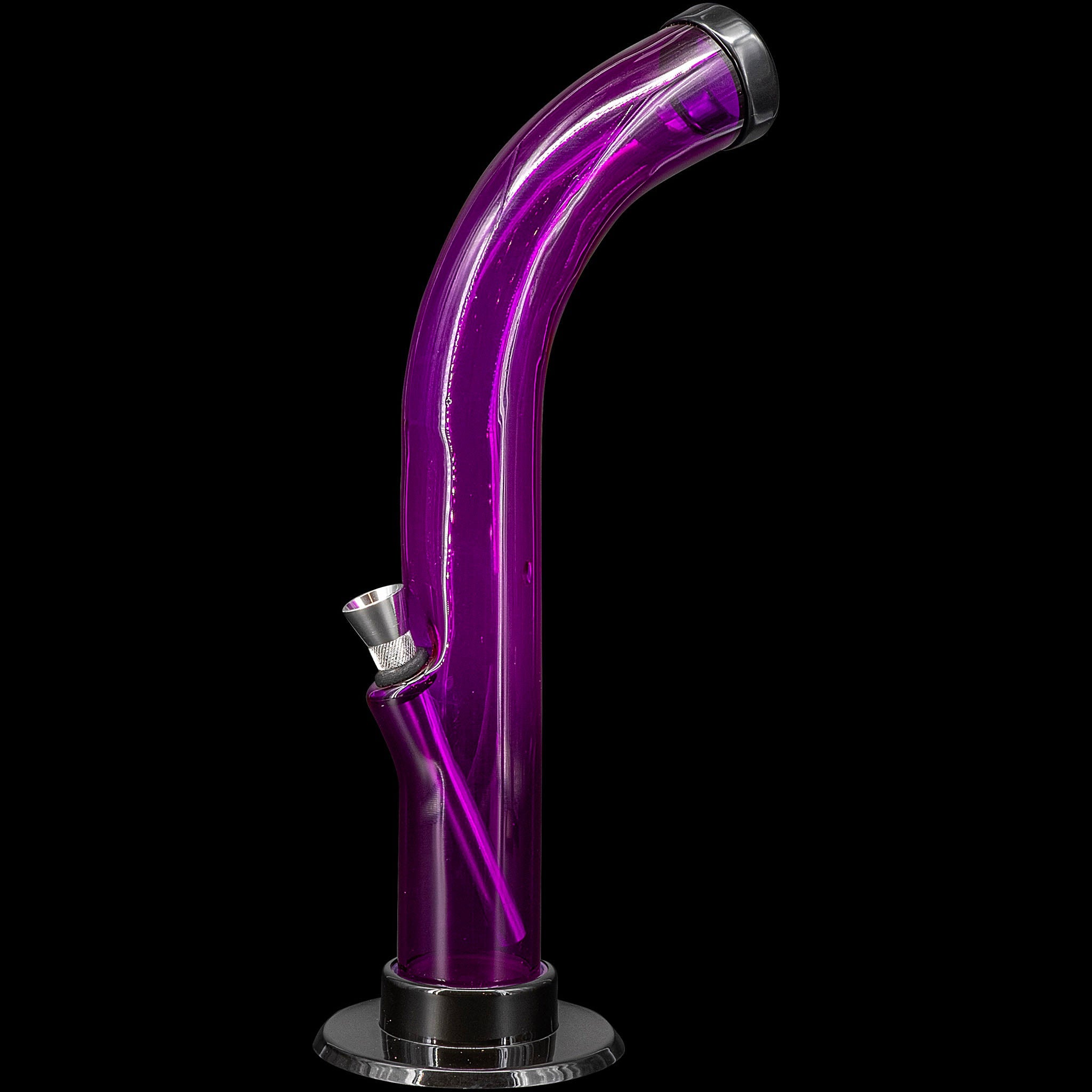 JM Enterprises 10'' Acrylic Curved Tube Bong - Multiple Colors - Discreet Smoker