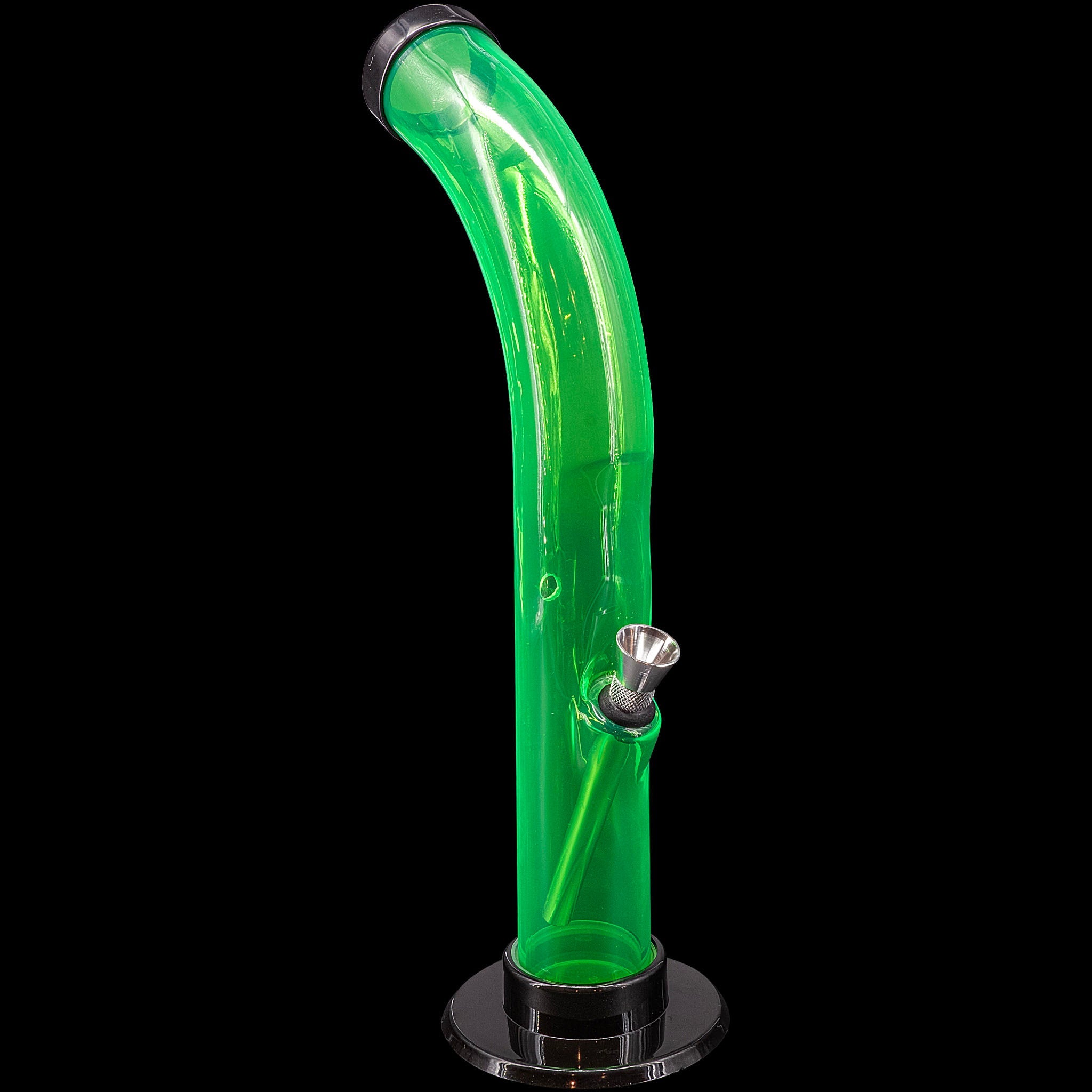 JM Enterprises 10'' Acrylic Curved Tube Bong - Multiple Colors - Discreet Smoker
